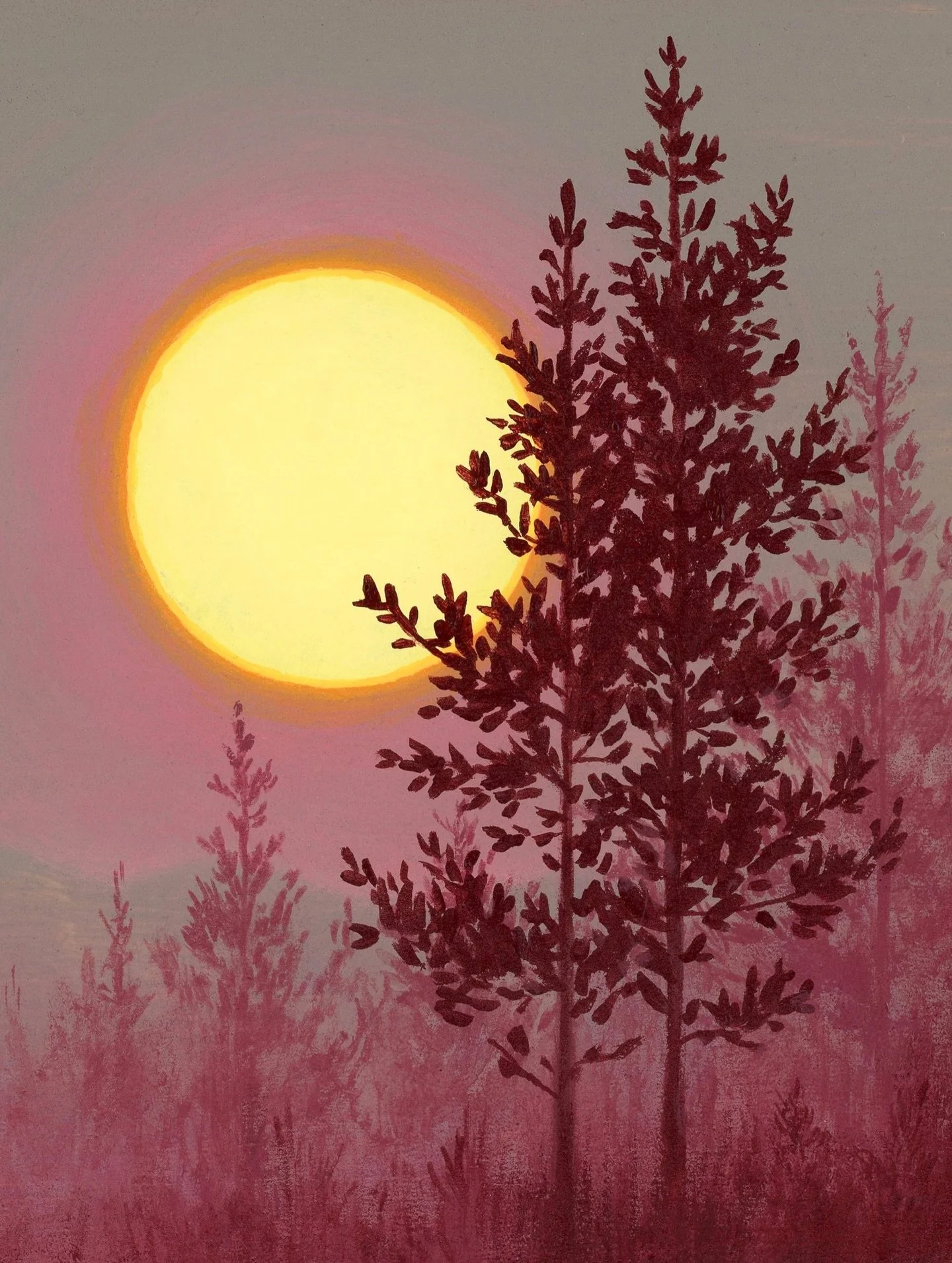 Haunted Sun🌞

April Mail Club print + sticker! 
I themed this month&rsquo;s rewards around this warm gray color! I usually work with super saturated colors so I wanted to challenge myself with more neutral tones. It&rsquo;s becoming a sort of new ye