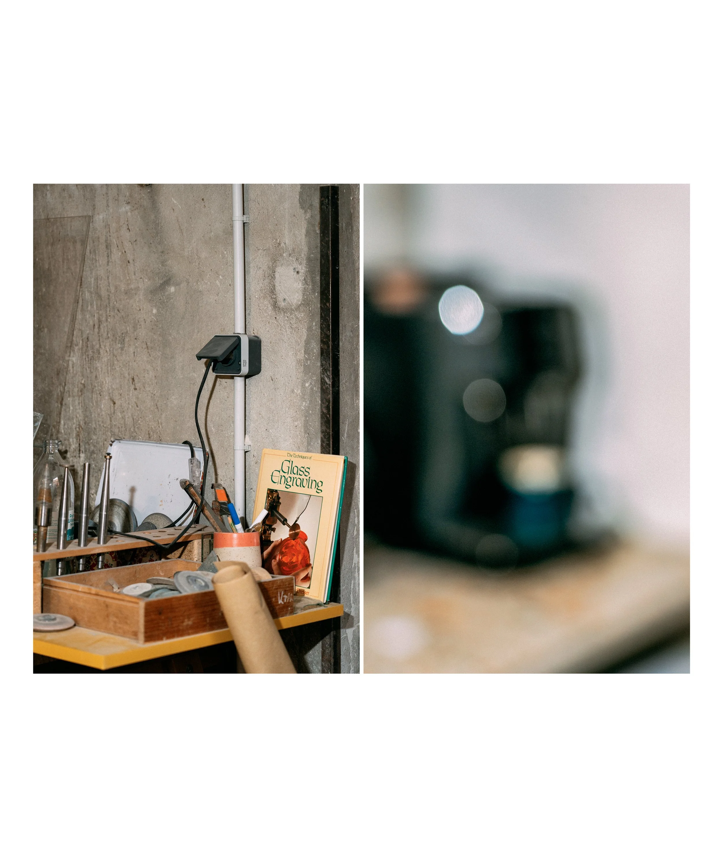 Mélanie Faucher artiste peintre verrier dans son atelier de Villeurbanne dédié au travail du vitrail