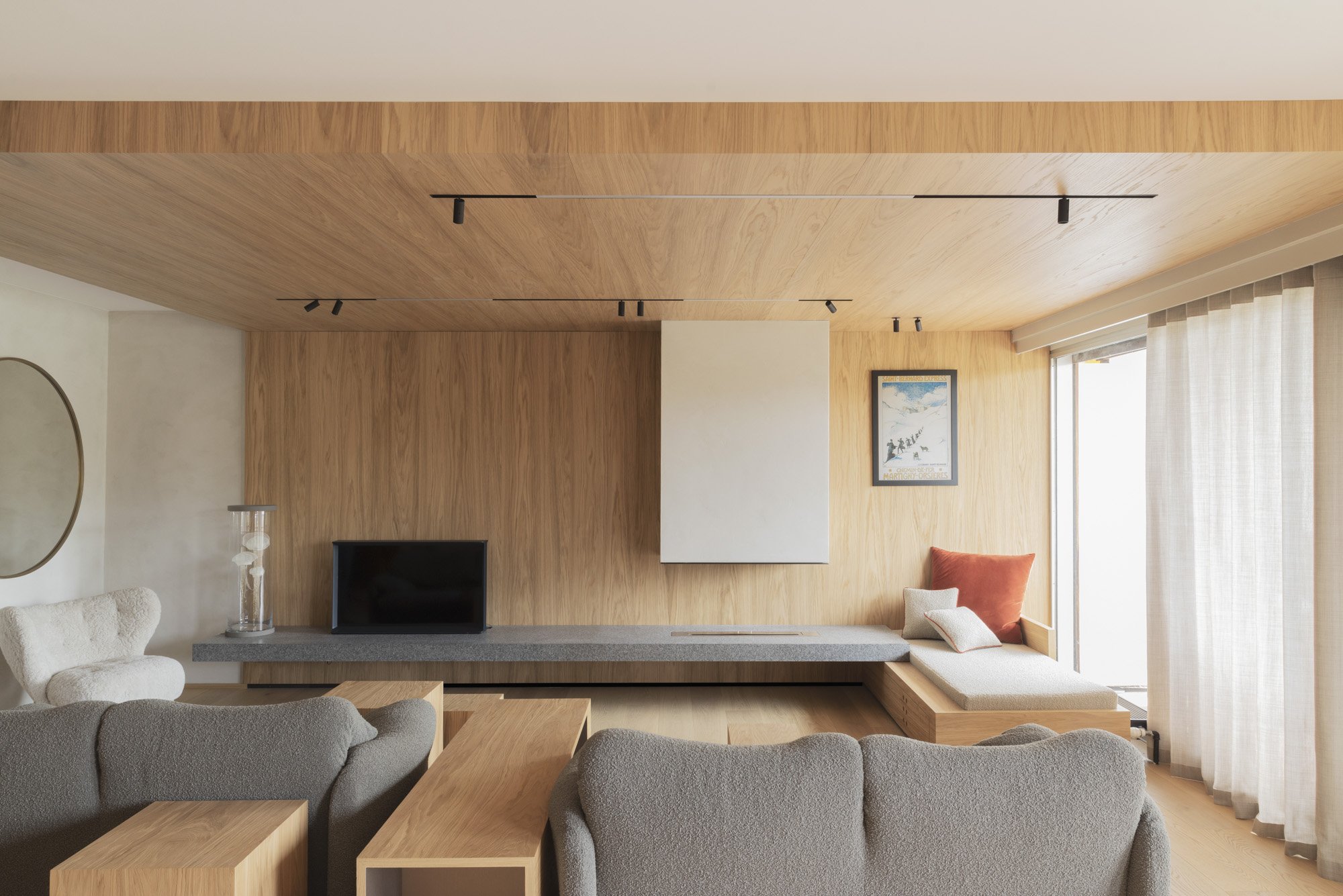 séjour moderne d'inspiration montagnarde tout en bois