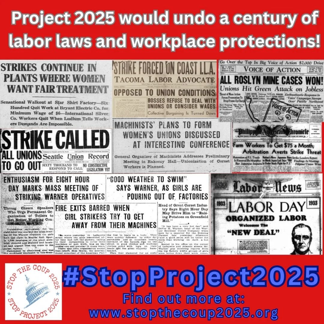 #MayDay is a day to honor and advocate for Worker's Rights. The @heritagefoundation 's #Project2025 would undo labor laws and workplace protections, allow rampant discrimination, and gut the Federal Workforce to replace them with #ChristianNationalis