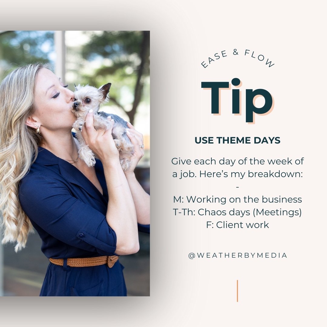 One simple change has revolutionized how I manage my time and energy&mdash;theming my days. Let me share how this small adjustment has created a big impact on both my personal productivity and our operations at Weatherby Media.

📅 Here&rsquo;s how I