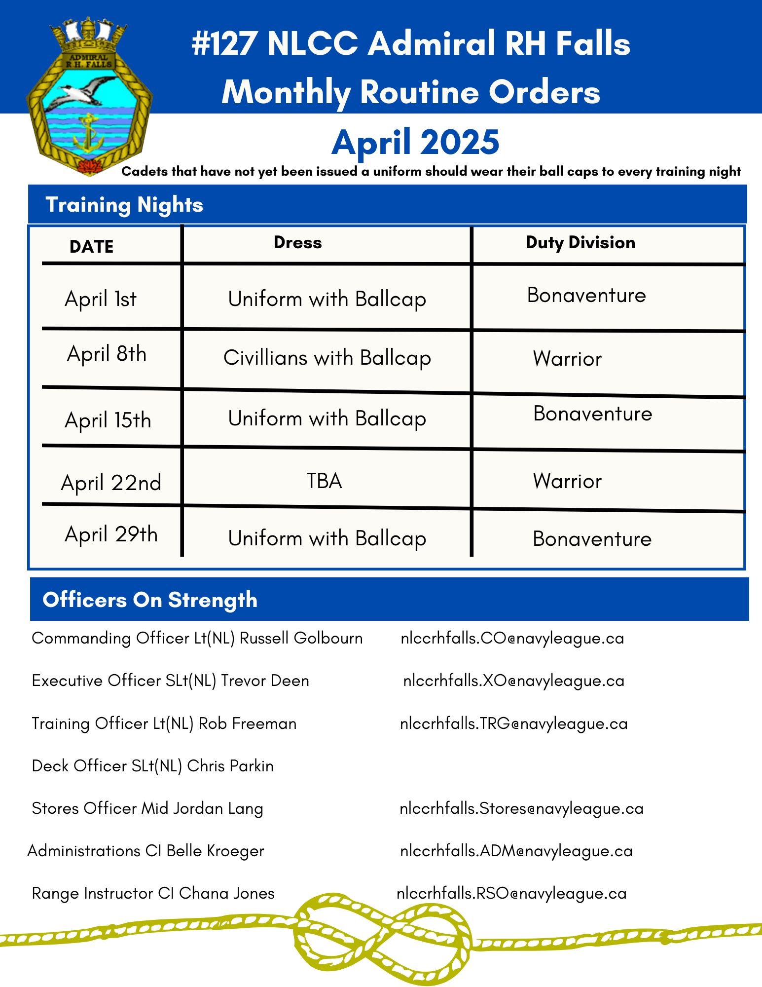Navy Daily Routine Order General 3 — West Shore Cadets