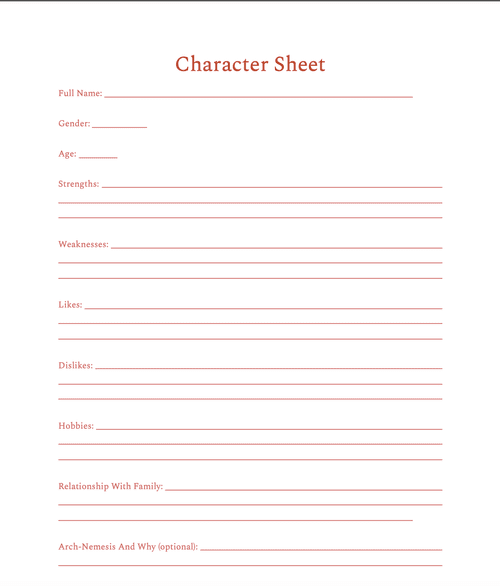 Character Development — TheInkPotClub.com