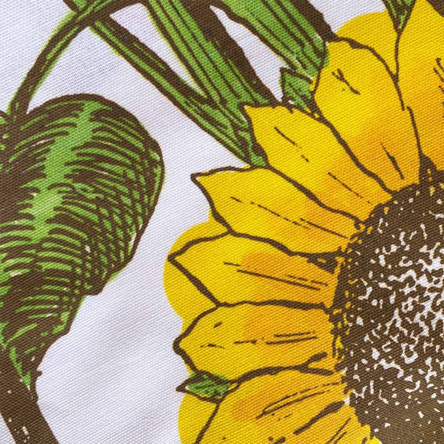 Sunflower Cotton Floral Block Print Adult Kitchen Apron Close Up