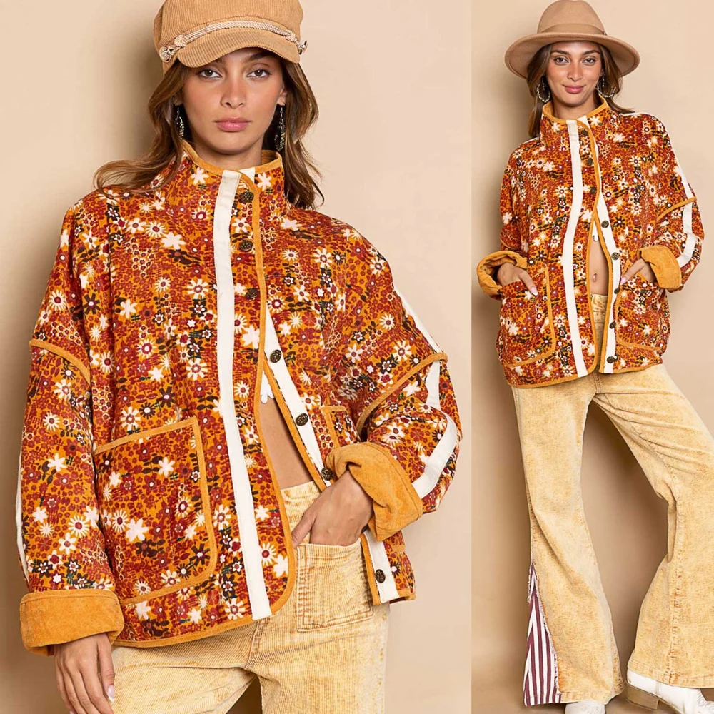POL Retro Vintage Style Ditsy Floral Corduroy Jacket — Fashion Funster