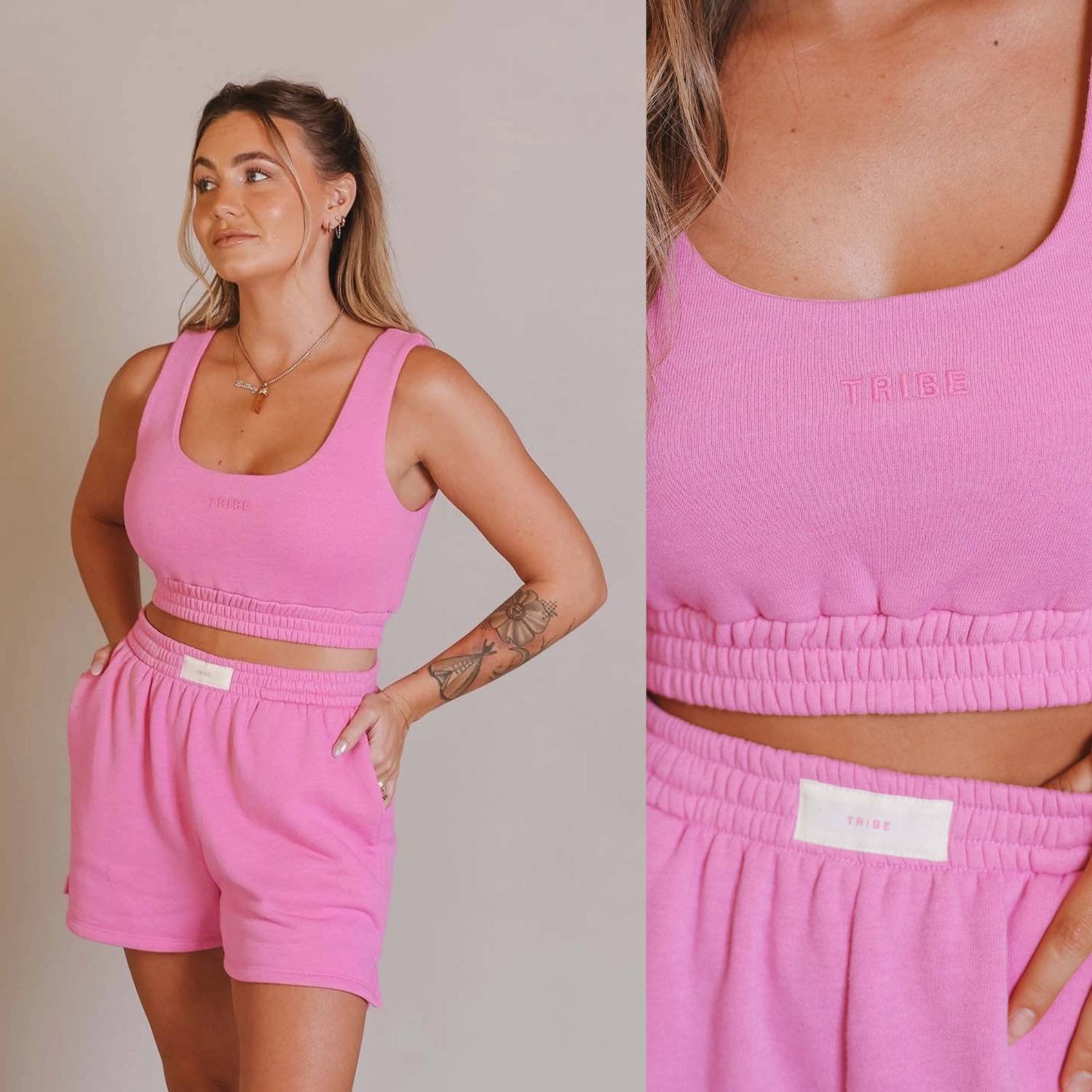 Tribe Kelley Made In USA Electric Pink Butter Sweats Boxer Label Tag Sweat Shorts Sweatshorts
