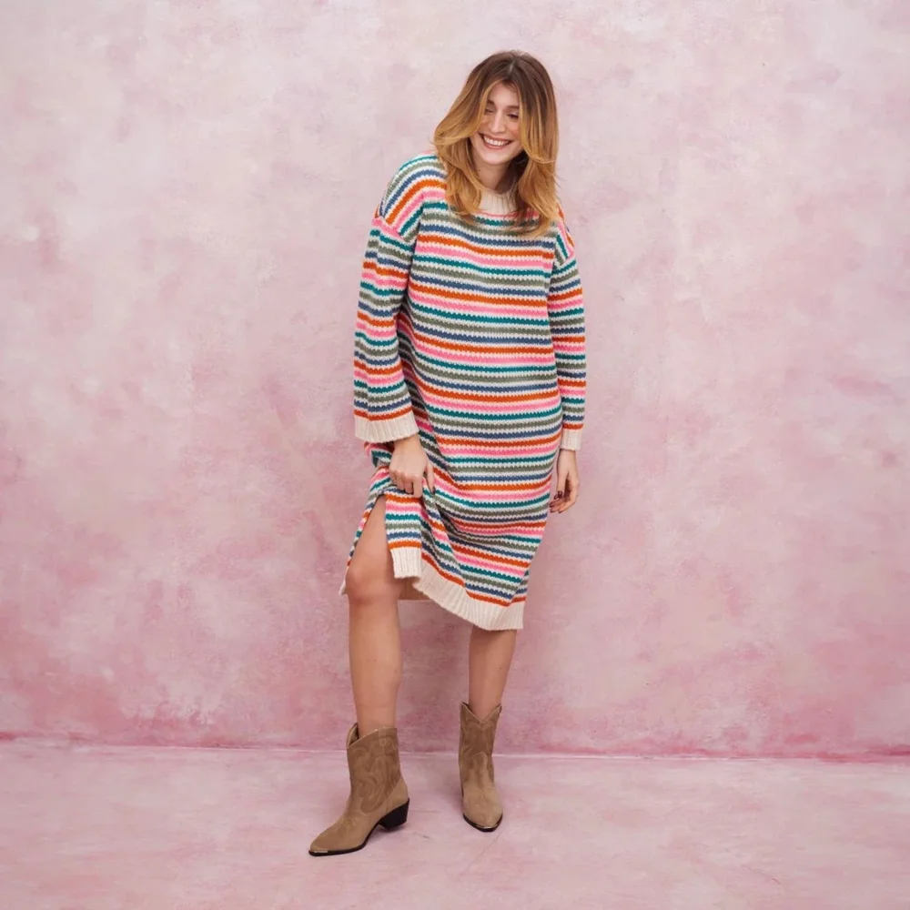 white knit dress maxi Juno Knitted Long Sleeved Maxi Dress ‍ ️Mermaid Way Black / M main image 1