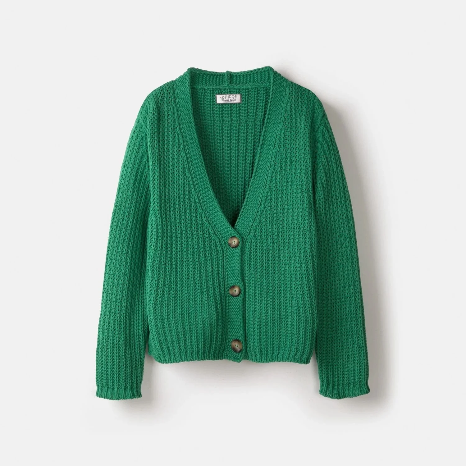 Lanidor Black Label Made In Portugal Cotton Knit Cardigan Sweater Green