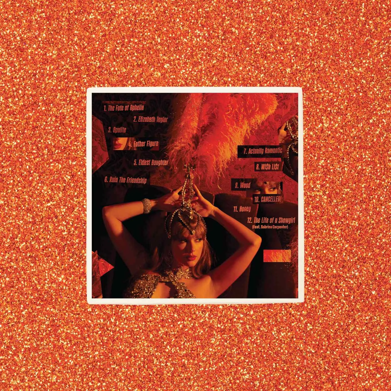 Taylor Swift The Life Of A Showgirl Sweat And Vanilla Perfume Album Cover Tracklist Drink Coaster Coasters