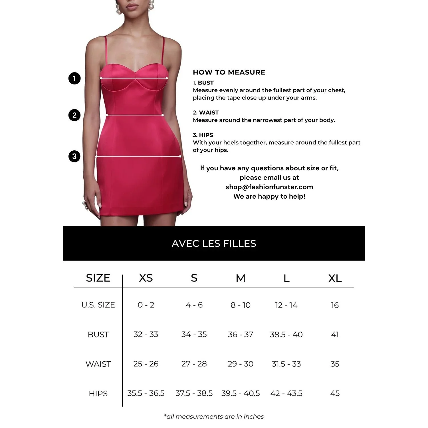 Avec Les Filles General Size Chart For Fashion Funster