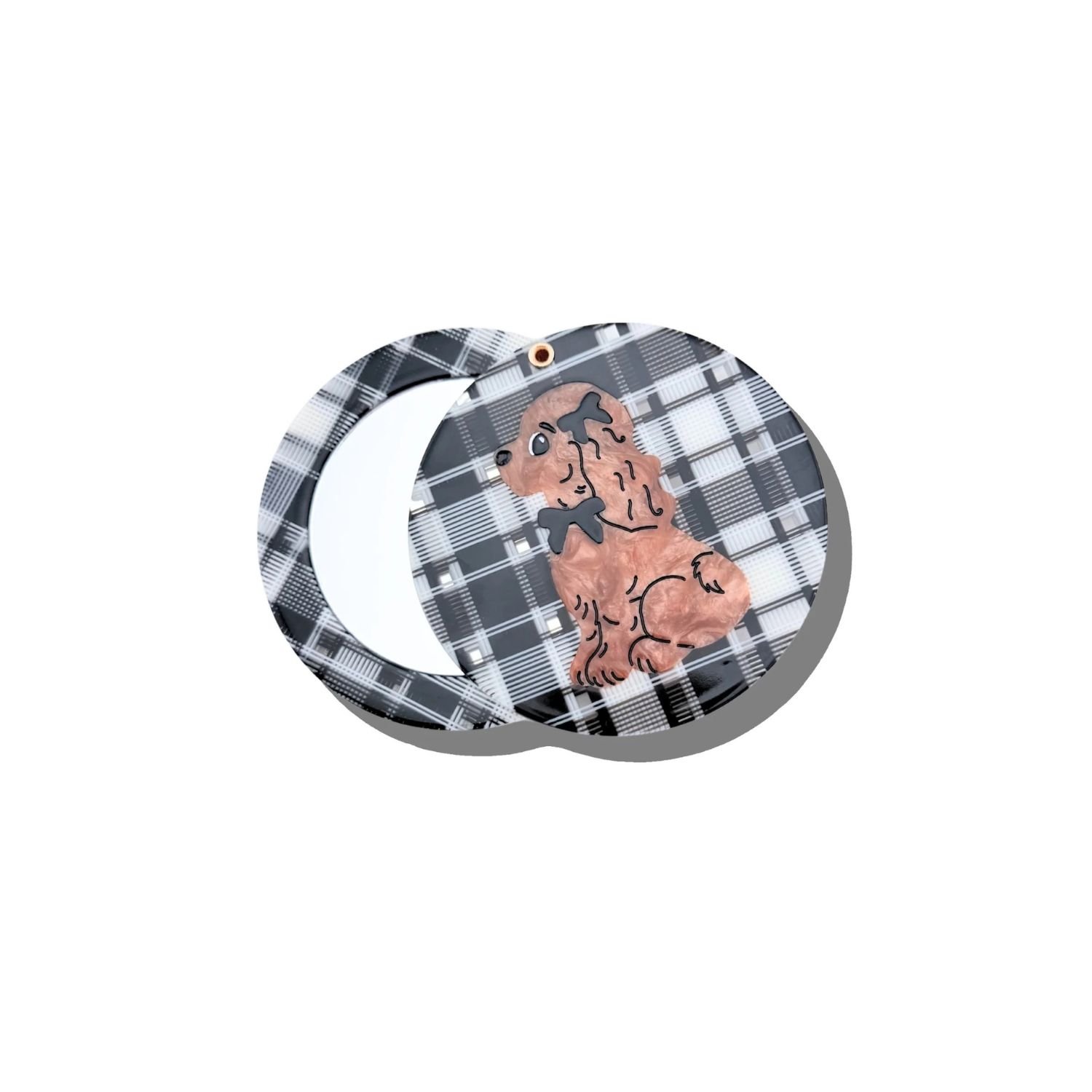 Solar Eclipse Hand-Painted Coquette Puppy Compact Mirror