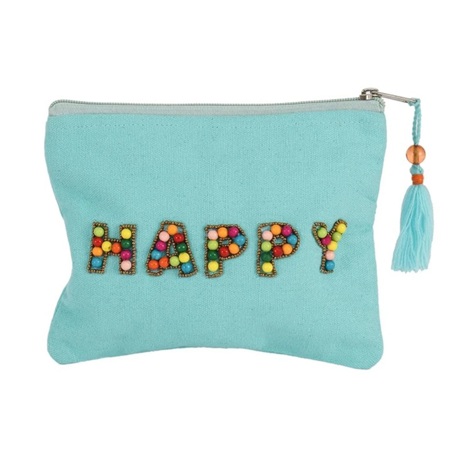 Karma Living Colorful Beaded Happy Pouch Purse Clutch Bag