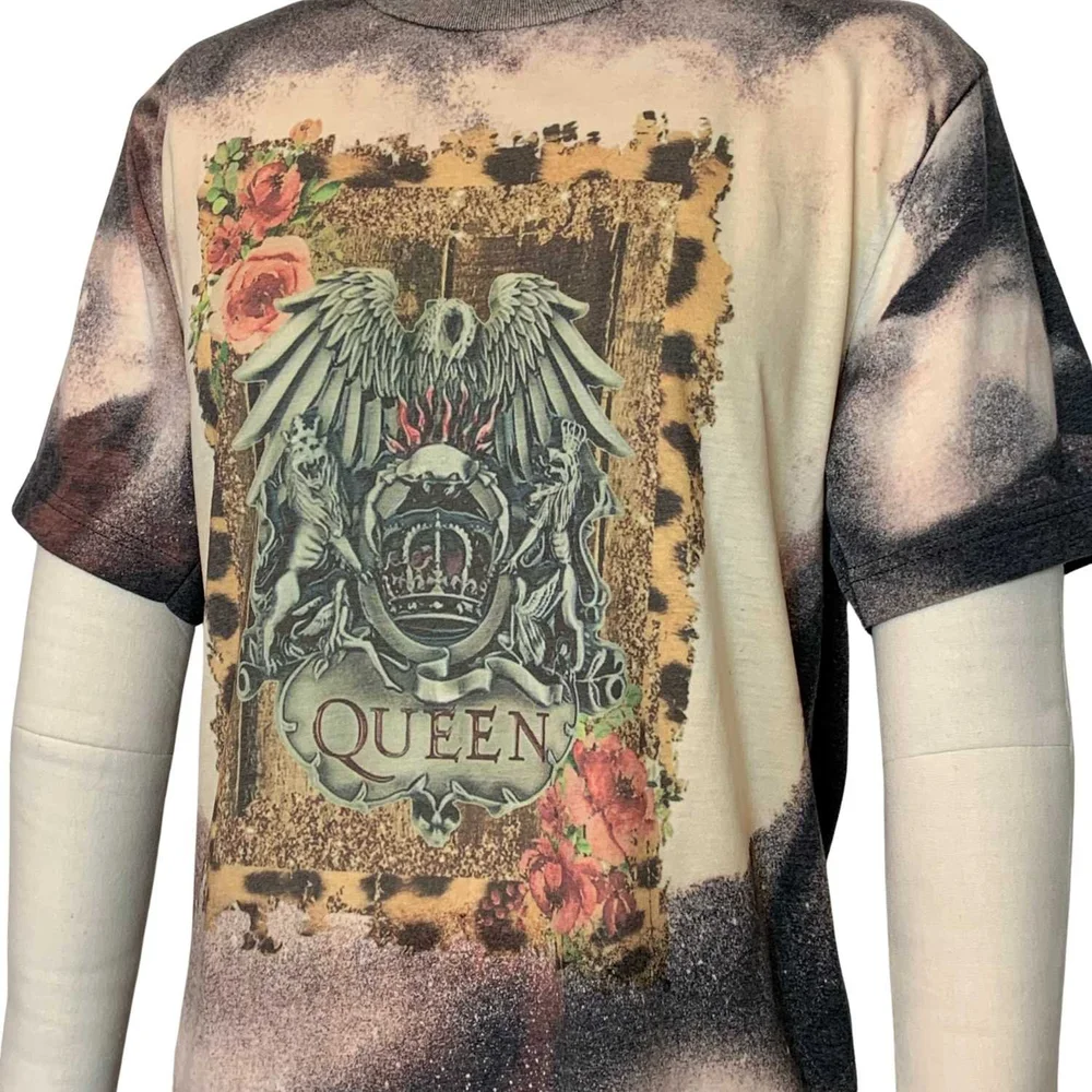 Queen Rock Band Bleached Vintage Style T-Shirt Tee — Fashion Funster