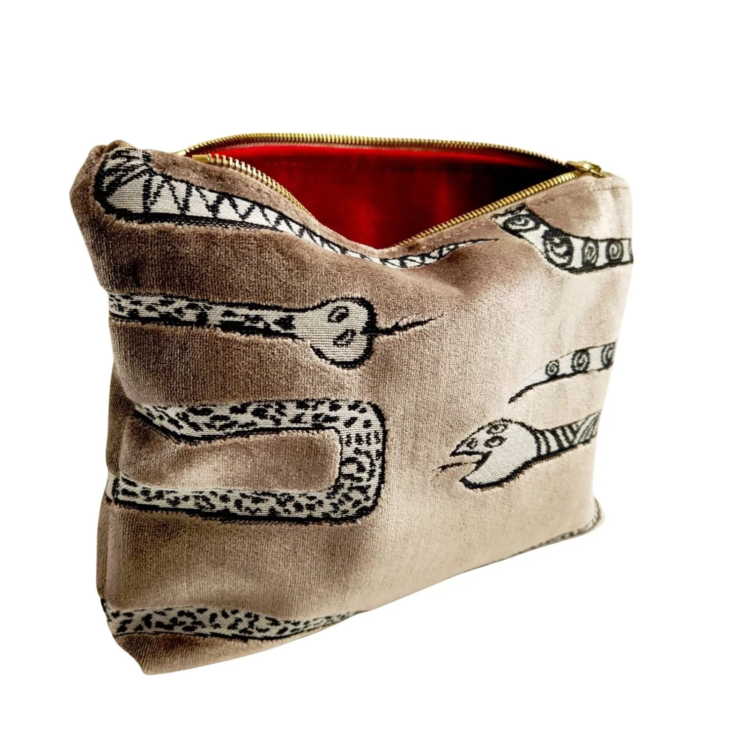 Royal Hippie Boho Velvet Snake Pouch Purse Clutch Bag With Red Velvet Interior