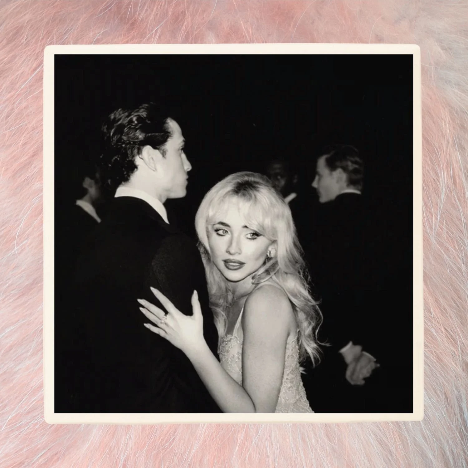 Sabrina Carpenter Man's Best Friend Album Cover Drink Coaster Black And White Alternate Cover