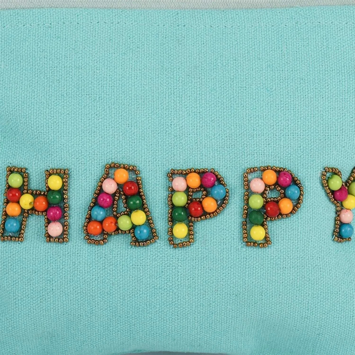 Karma Living Beaded Happy Pouch Purse Clutch Bag With Colorful Beads Spelling The Word Happy