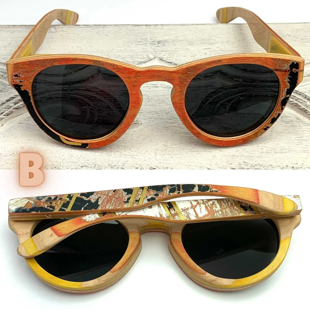 Recycled skateboard wooden polarized sunglasses Lanikai Nalu polarized skateboard wood sunglasses | Lani  main image 3