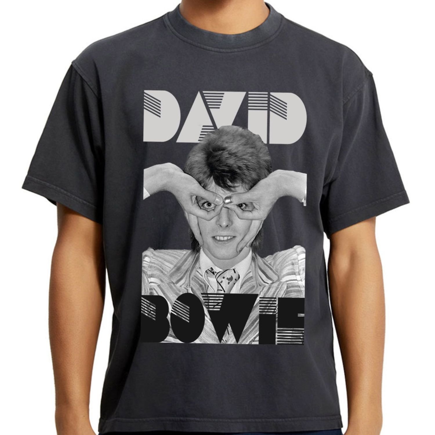 LivyLu David Bowie Hand Glasses Vintage Ziggy Stardust Style Graphic Print Unisex T-Shirt Tee