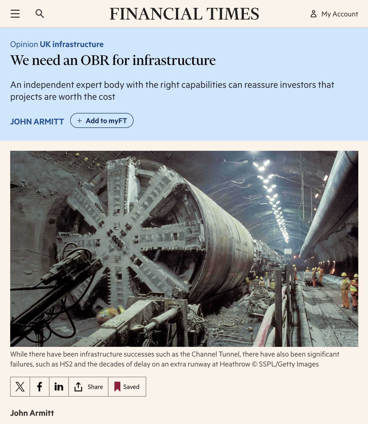 Sir John Armitt: we need an OBR for infrastructure