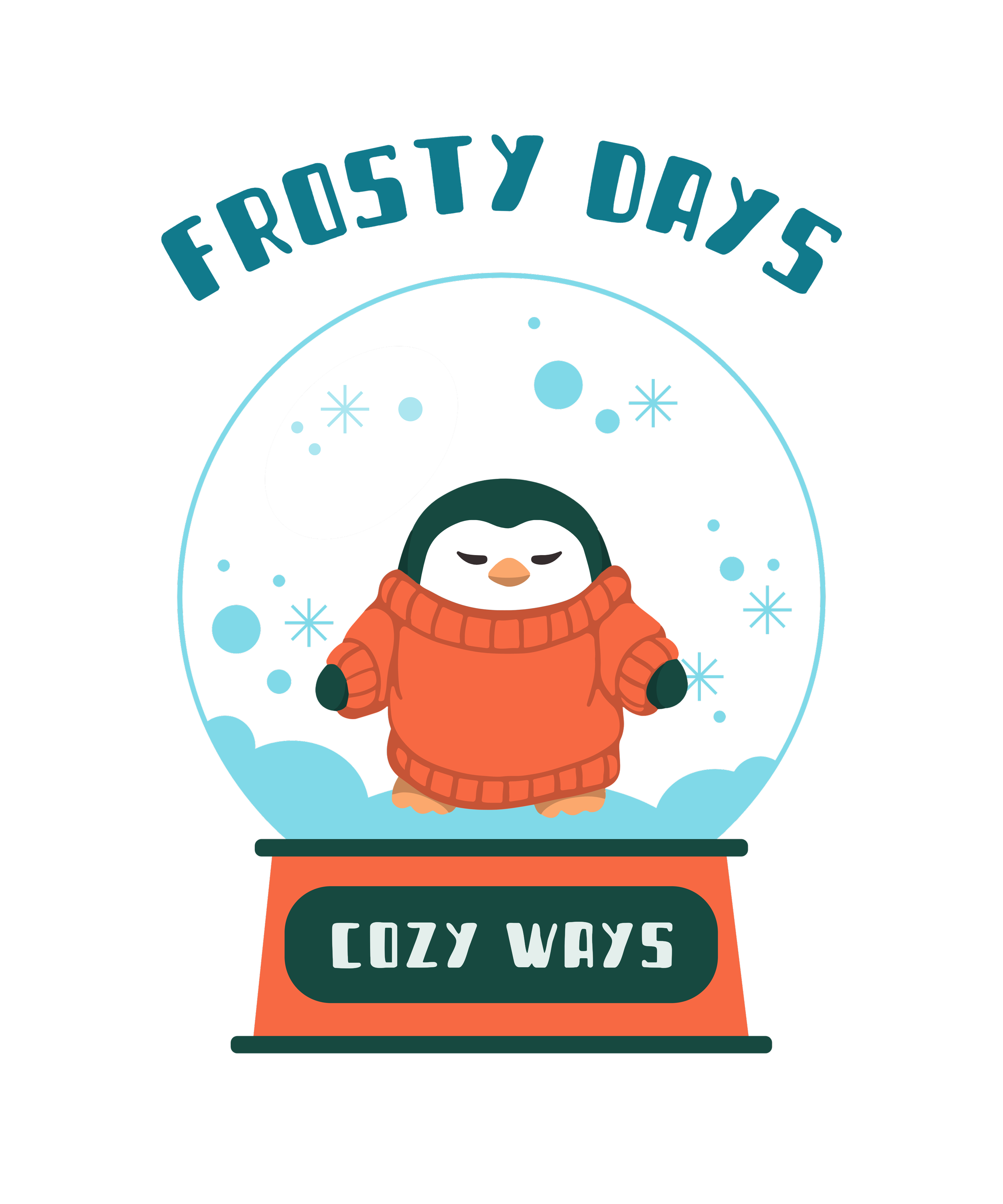 Frosty Days Cozy Ways | Penguin Orange Sweater