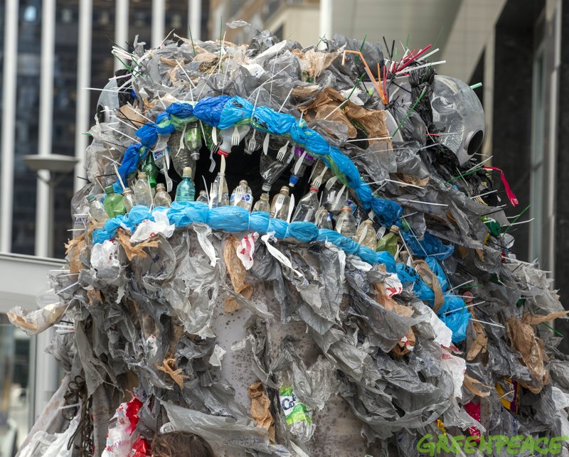 Trash Monster outside of Nestle HQ