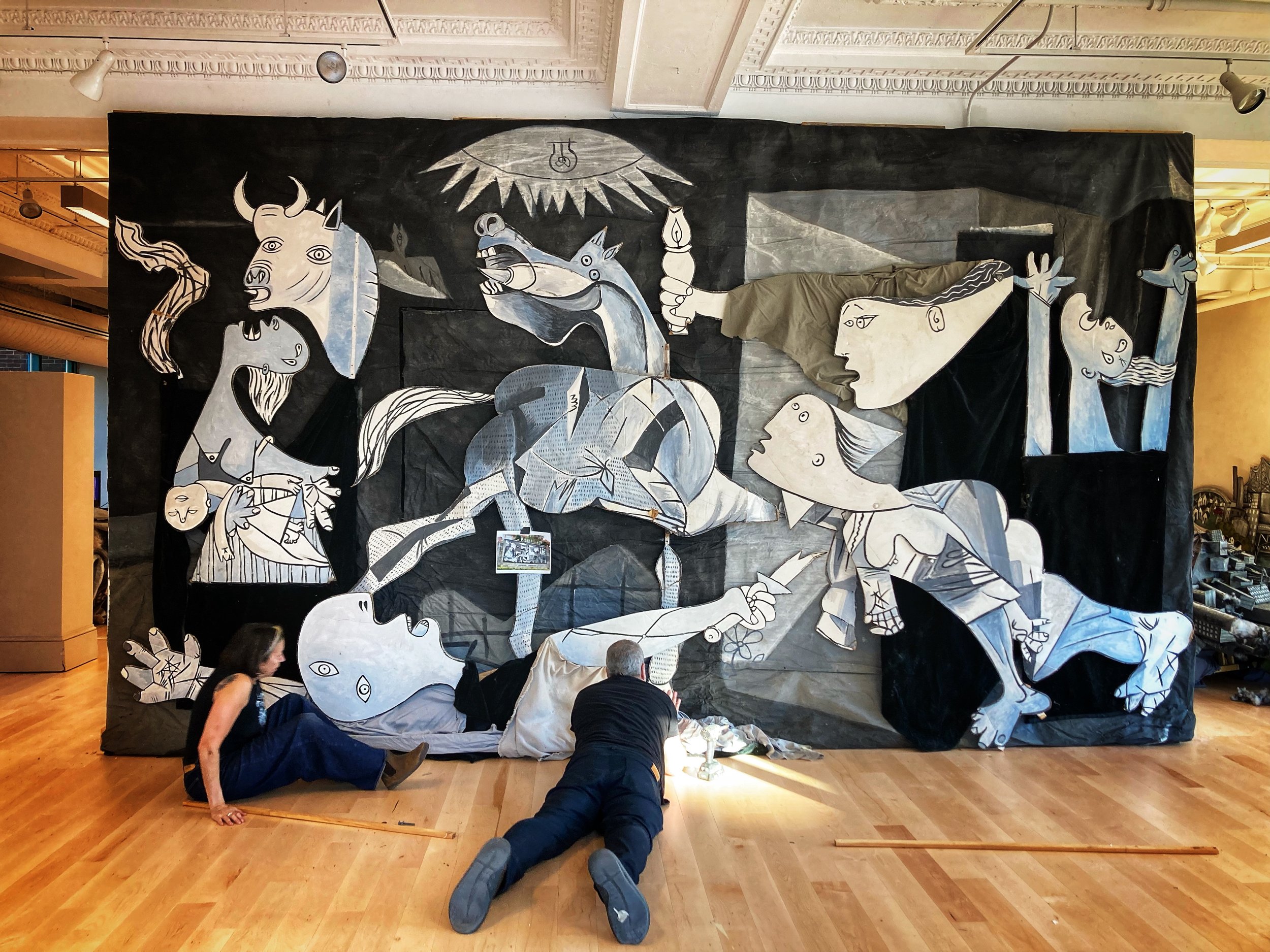 Installing Guernica at the GreenHill Center for NC Art
