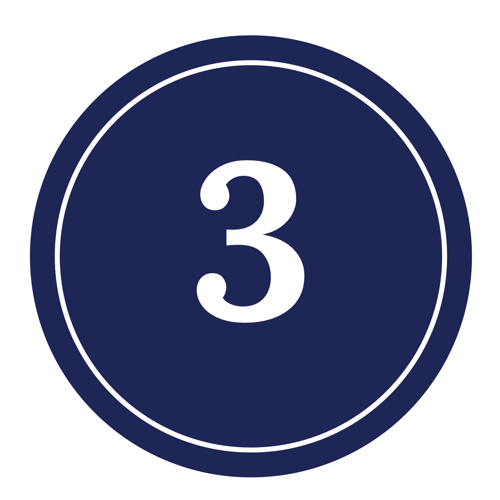 Number three inside a navy blue circle with white outlines.