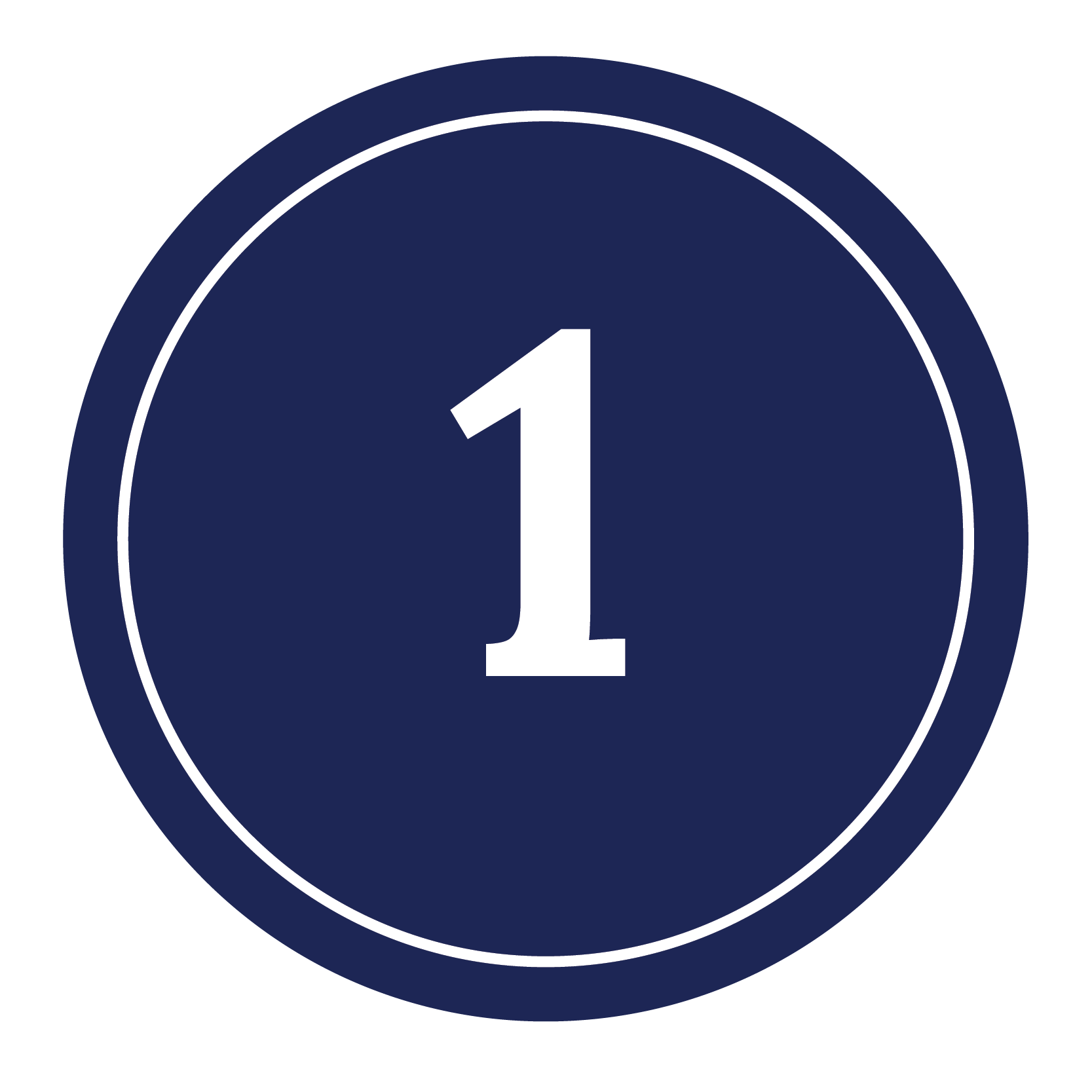 Number 1 inside a blue circle with a white outline.