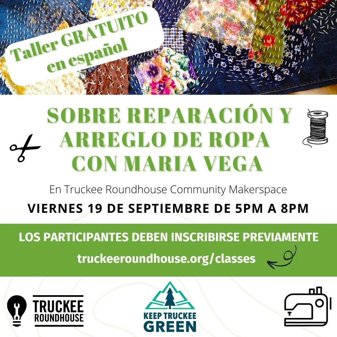 &iexcl;En el Espacio Creativo Truckee Roundhouse estamos muy emocionados de continuar con los talleres en espa&ntilde;ol! Patrocinados por @KeepTruckeeGreen, ofreceremos talleres trimestrales GRATUITOS en espa&ntilde;ol en los que se ense&ntilde;ar&a
