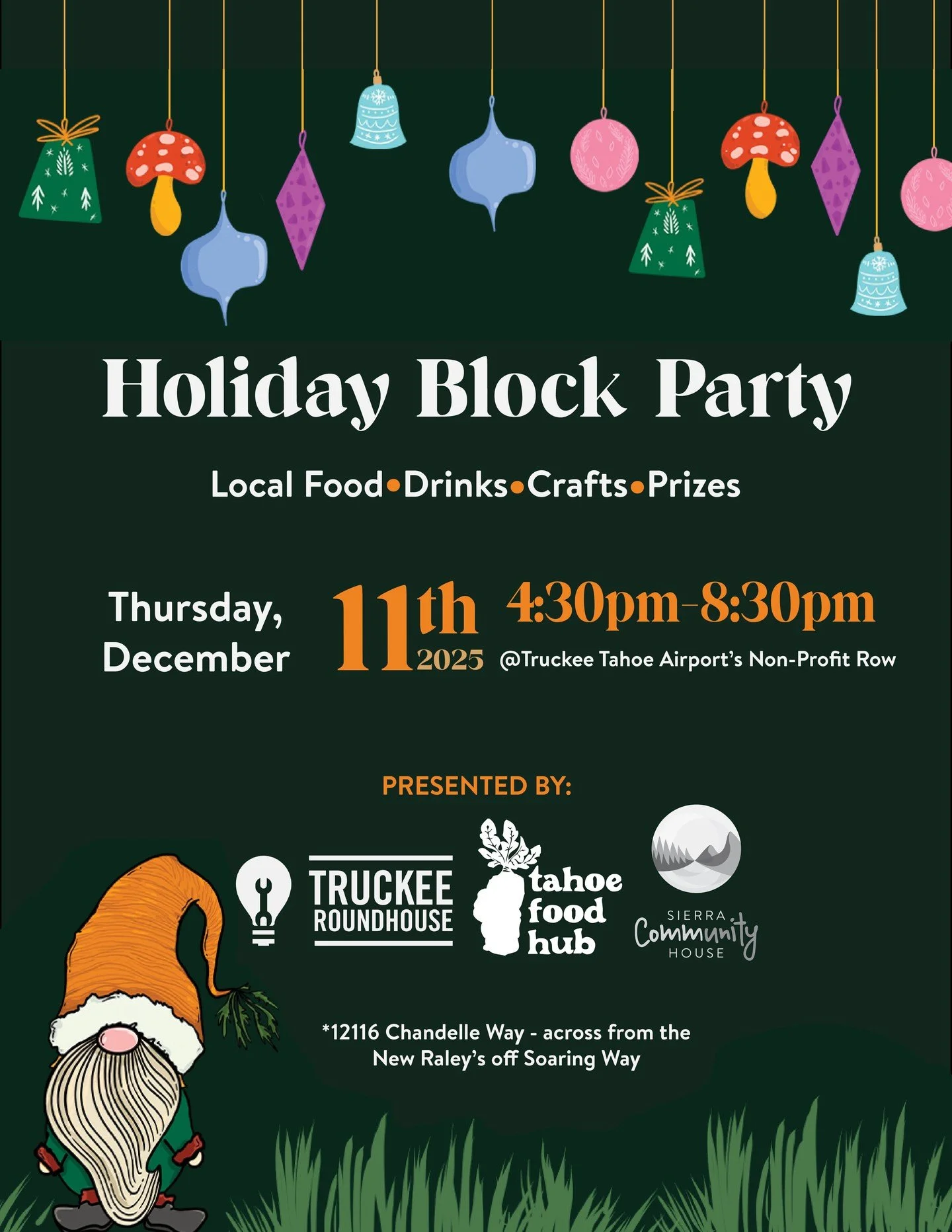 The Non-Profit Row elves are busy at work getting ready for the Holiday Block Party on December 11th, 4:30&ndash;8:30pm ! 🎁✨ 

Join us at the @truckeetahoeairport to celebrate the holidays with local farmers and makers, and a night of music, food tr