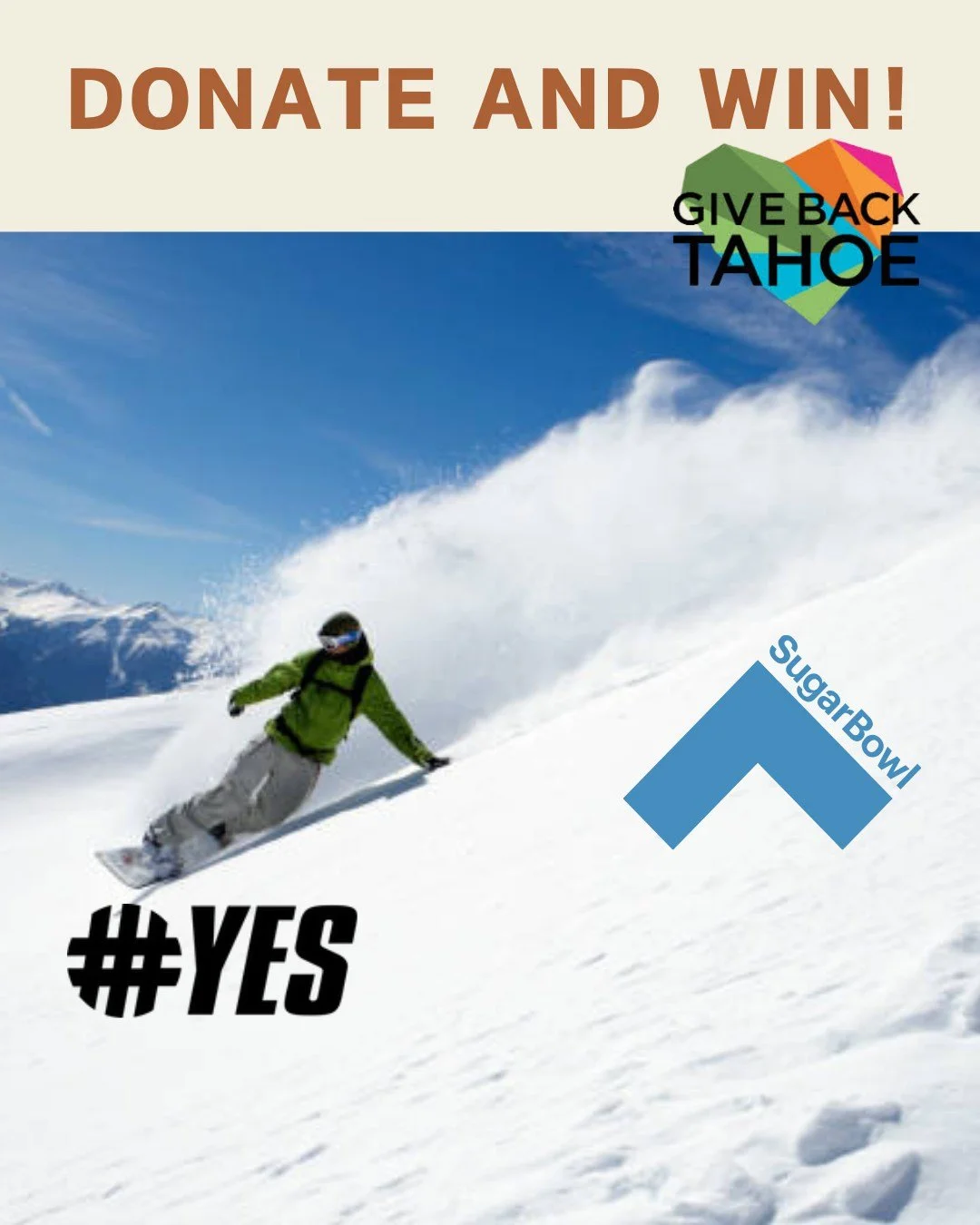 GIVE &amp; WIN! ✨ Support the Truckee Roundhouse and score some incredible prizes while you&rsquo;re at it! 

🏂  Donate $75+ by Dec 22 and you&rsquo;ll be entered to win:
TWO @SugarBowlResort lift tickets + a @yes_snowboards snowboard (Value: $809)
