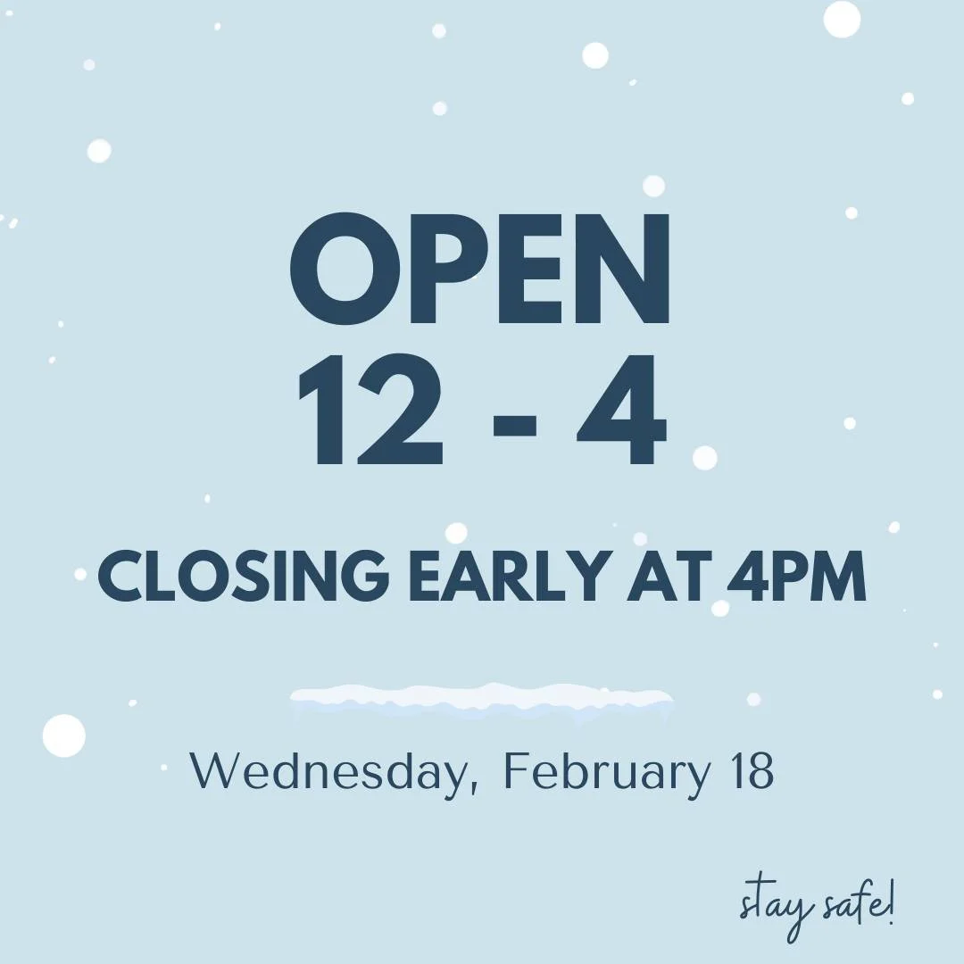 Hey Makers -- we'll be open 12pm - 4pm, thanks to our awesome volunteer team! And closing at 4pm to keep everyone safe and off the roads tonight. Enjoy the snow ❄️