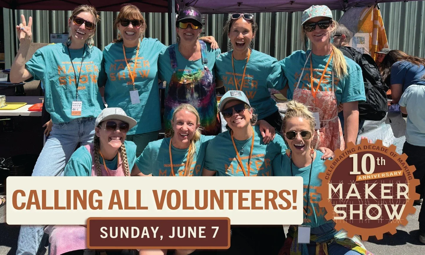 Be part of the magic behind our 10th (!!) annual Maker Show on Sunday, June 7th from 11 AM&ndash;5 PM!

We are looking for volunteers to be the first friendly faces to greet guests at the front gate, help us fundraise by selling raffle tickets, guide