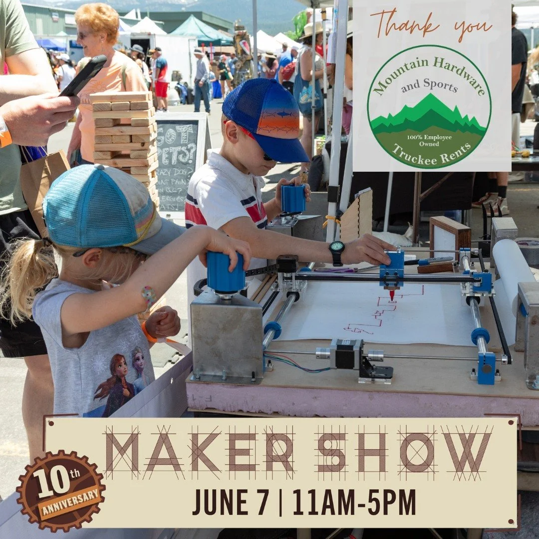 A huge thank you to Mountain Hardware and Sports for supporting the Maker Show and the Truckee Roundhouse community!

@mountainhardwareandsports is a great resource for tools and supplies for makers, and their continued sponsorship helps make it poss