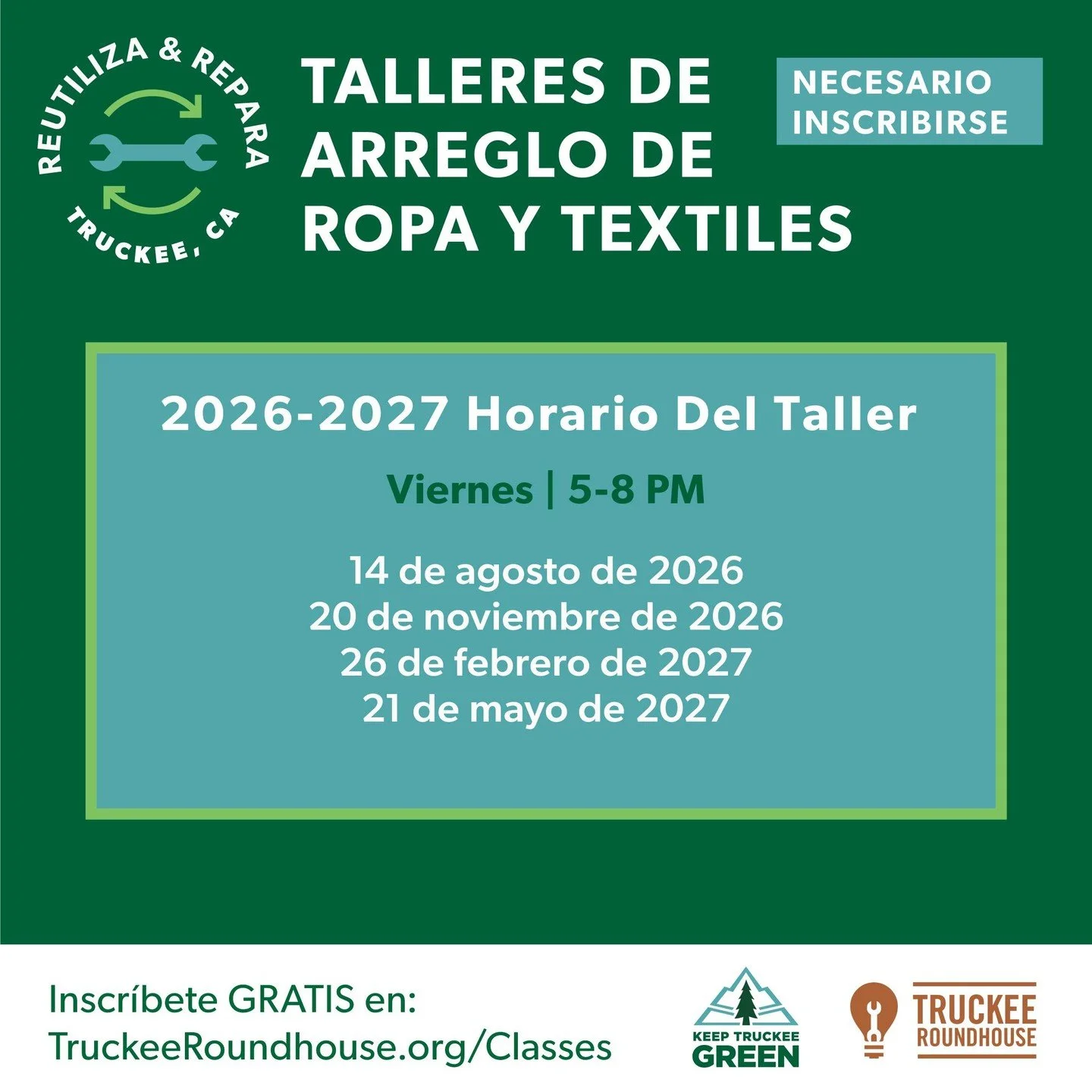 &iexcl;Acomp&aacute;&ntilde;anos este viernes 14 de agosto a un taller gratuito de reparaci&oacute;n de ropa, completamente en espa&ntilde;ol! Aprender&aacute;s t&eacute;cnicas de costura sencillas y pr&aacute;cticas, como remendar agujeros, reparar 