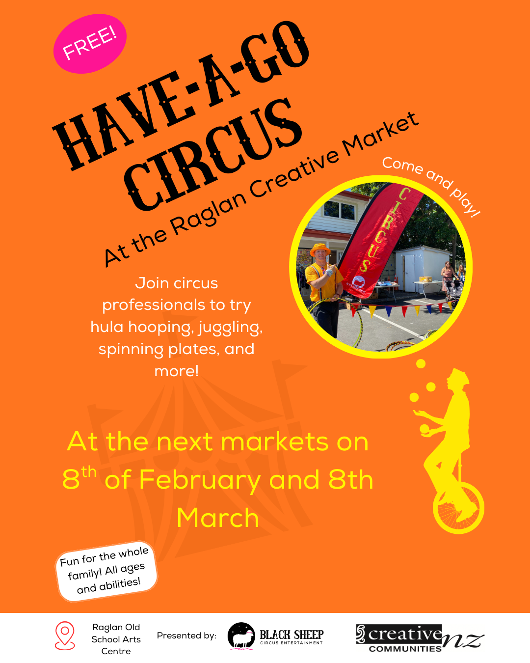 Have-a-go Circus at Raglan creative market