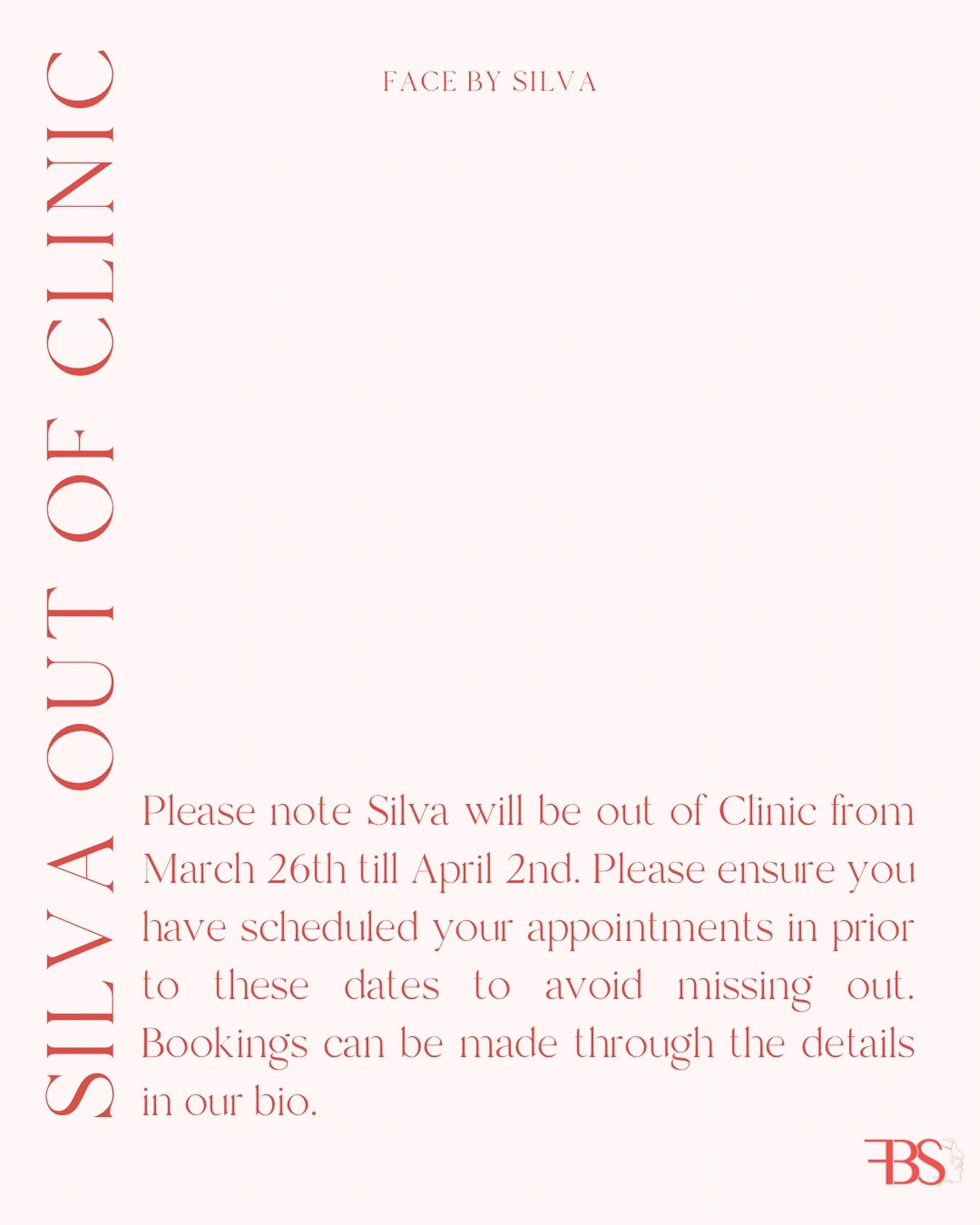 IMPORTANT UPDATE! 
Silva is out of Clinic from 26th March till 2nd April. 
Head to the link in our bio to lock in a time before the Easter break. 

FACE BY SILVA
Location details below ⬇️ 
📍Bexley - Mondays - 0450 890 890 
📍 Bondi 8014 8949  Tues &
