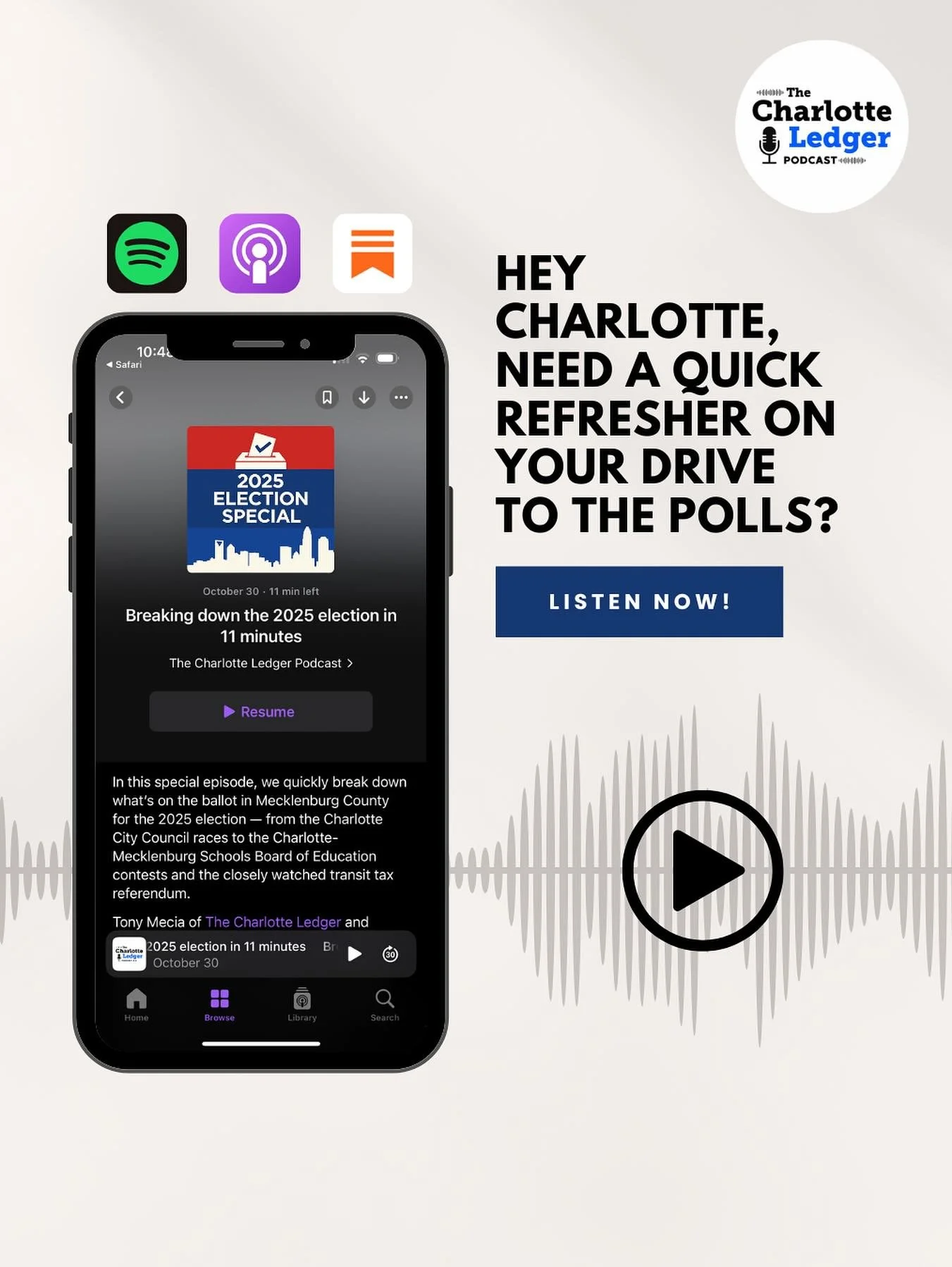 🗳️ Election Day is here &mdash; need a quick refresher before you vote?

We break down the 2025 ballot in just 11 minutes &mdash; from City Council + school board races to the transit tax referendum and what it all means for Charlotte&rsquo;s future