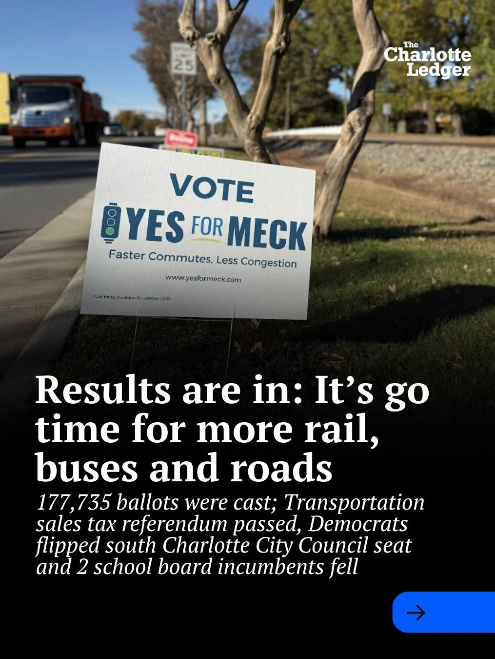 🗳Results are in: Turnout was stronger than usual, and the transportation sales tax passed &mdash; clearing the way for more rail, buses and road improvements. The first big changes you&rsquo;ll likely see? Better bus service starting in 2027 or 2028