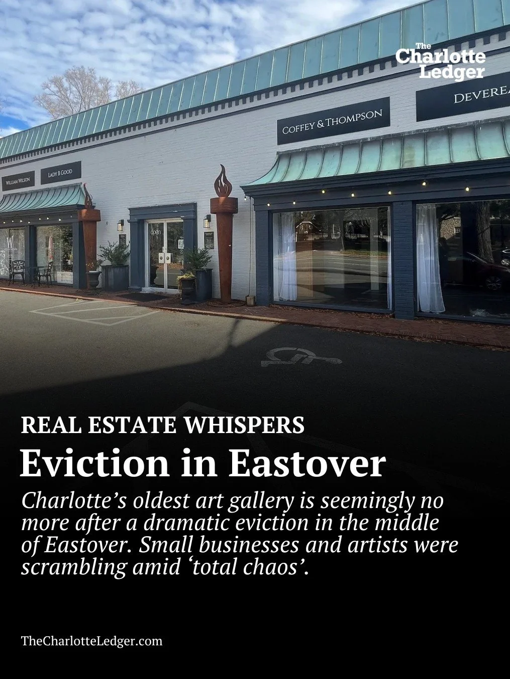 Charlotte&rsquo;s oldest art gallery has seemingly come to an abrupt end after a dramatic eviction in Eastover &mdash; leaving artists and small businesses scrambling and customers still searching for missing artwork.

The nearly 80-year-old Coffey a