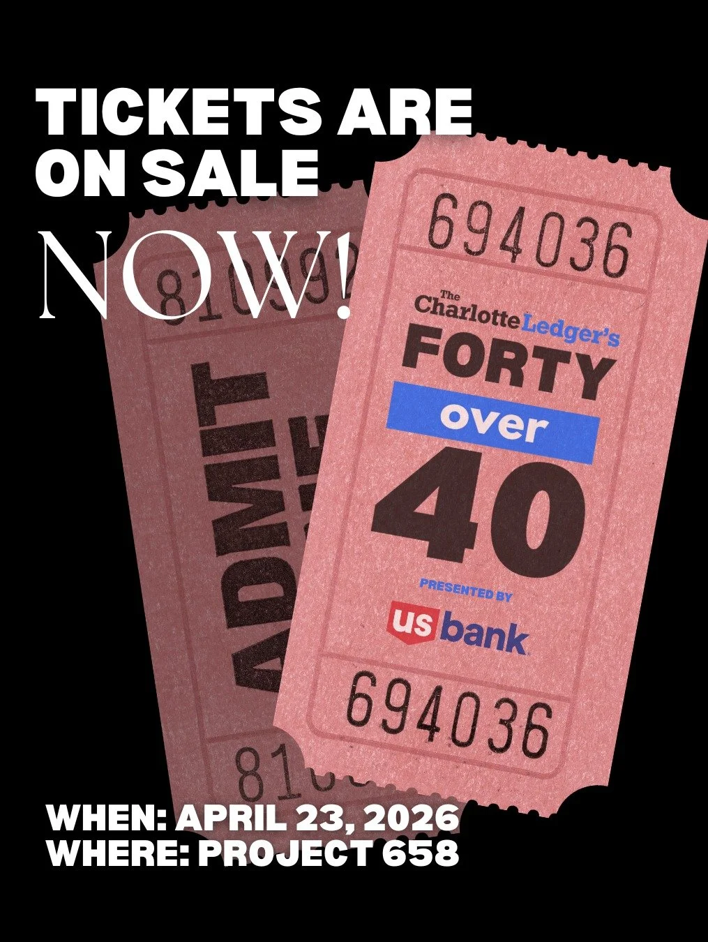 The winners are in 🎉 and tickets are officially on sale now for the 40 Over 40 Awards, presented by @usbank !

Join us April 23rd as we celebrate Charlotte&rsquo;s most remarkable leaders&mdash;an evening full of inspiration, connection and celebrat