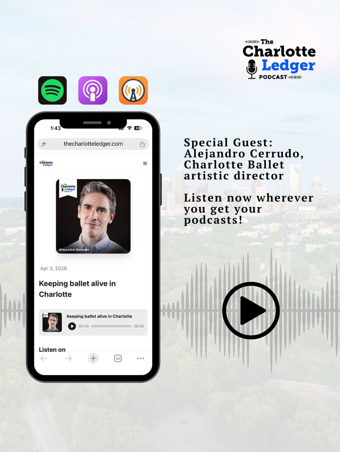 Charlotte Ballet&rsquo;s Alejandro Cerrudo is reshaping the company&rsquo;s future &mdash; and pushing back on the idea that ballet is a &ldquo;dying&rdquo; art form. In a new Ledger podcast, he talks about leading in a fast-growing city and bringing