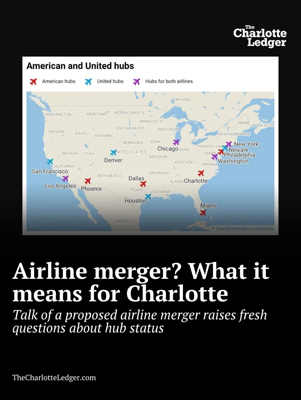 If American Airlines were to merge with United, it could reshape the industry &mdash; and Charlotte&rsquo;s role as a major hub. While other cities have lost hub status after mergers, experts say Charlotte may be better positioned to hold on.

🔗 Rea