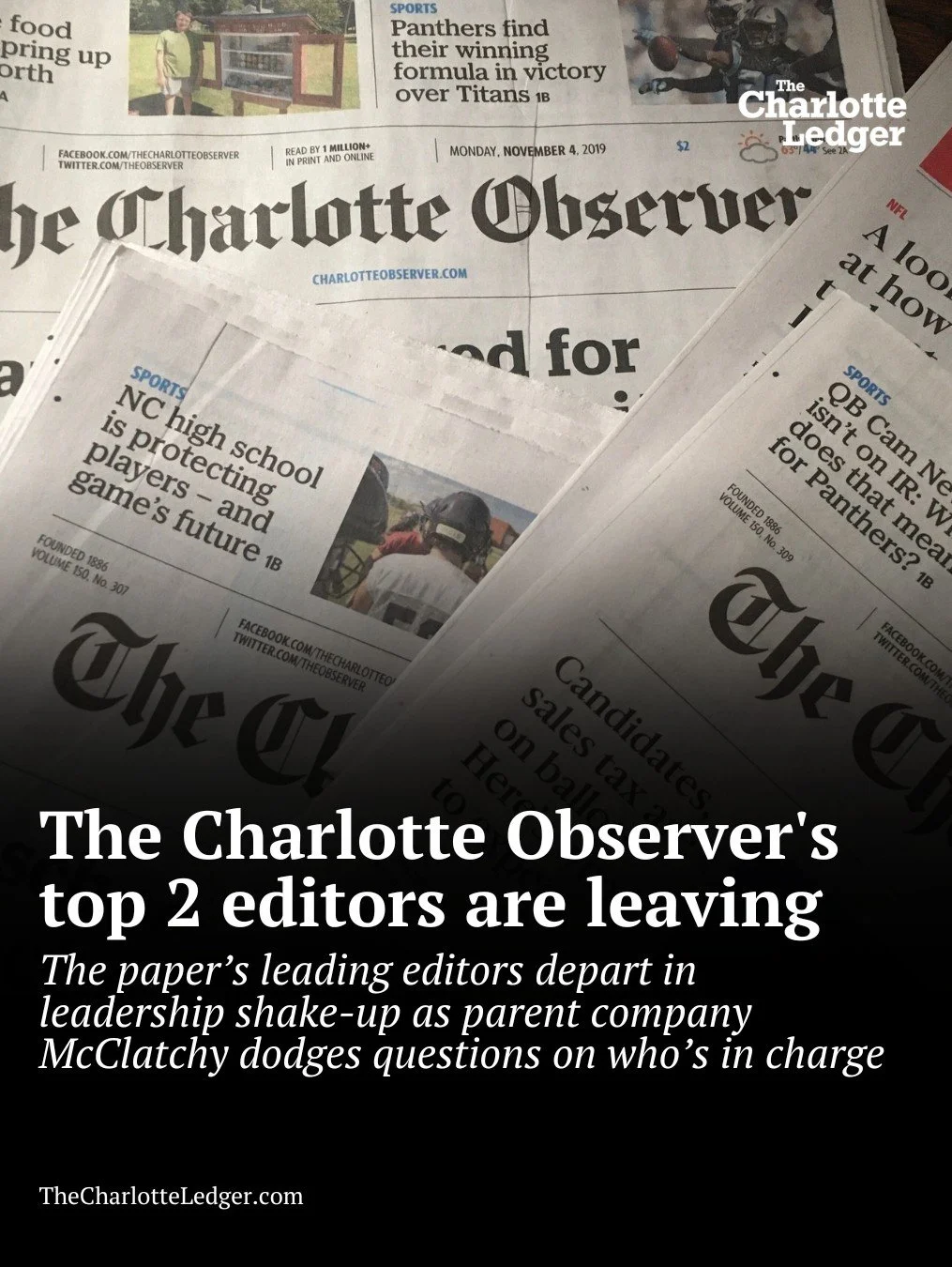 A major leadership shake-up is underway at The Charlotte Observer. 

The paper&rsquo;s top two editors &mdash; executive editor Rana Cash and managing editor Taylor Batten &mdash; are leaving as parent company McClatchy restructures leadership across