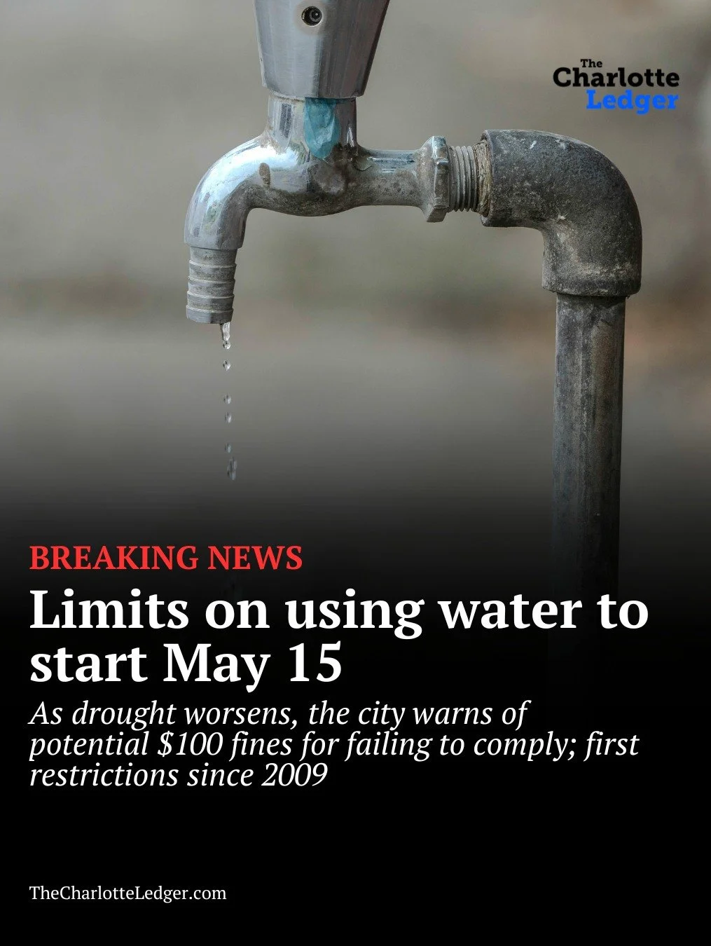 🚨 BREAKING: Charlotte will impose mandatory water restrictions starting May 15. 

The new rules limit lawn watering, ban washing cars at home and restrict filling pools as the region faces worsening drought conditions. Violations could come with $10