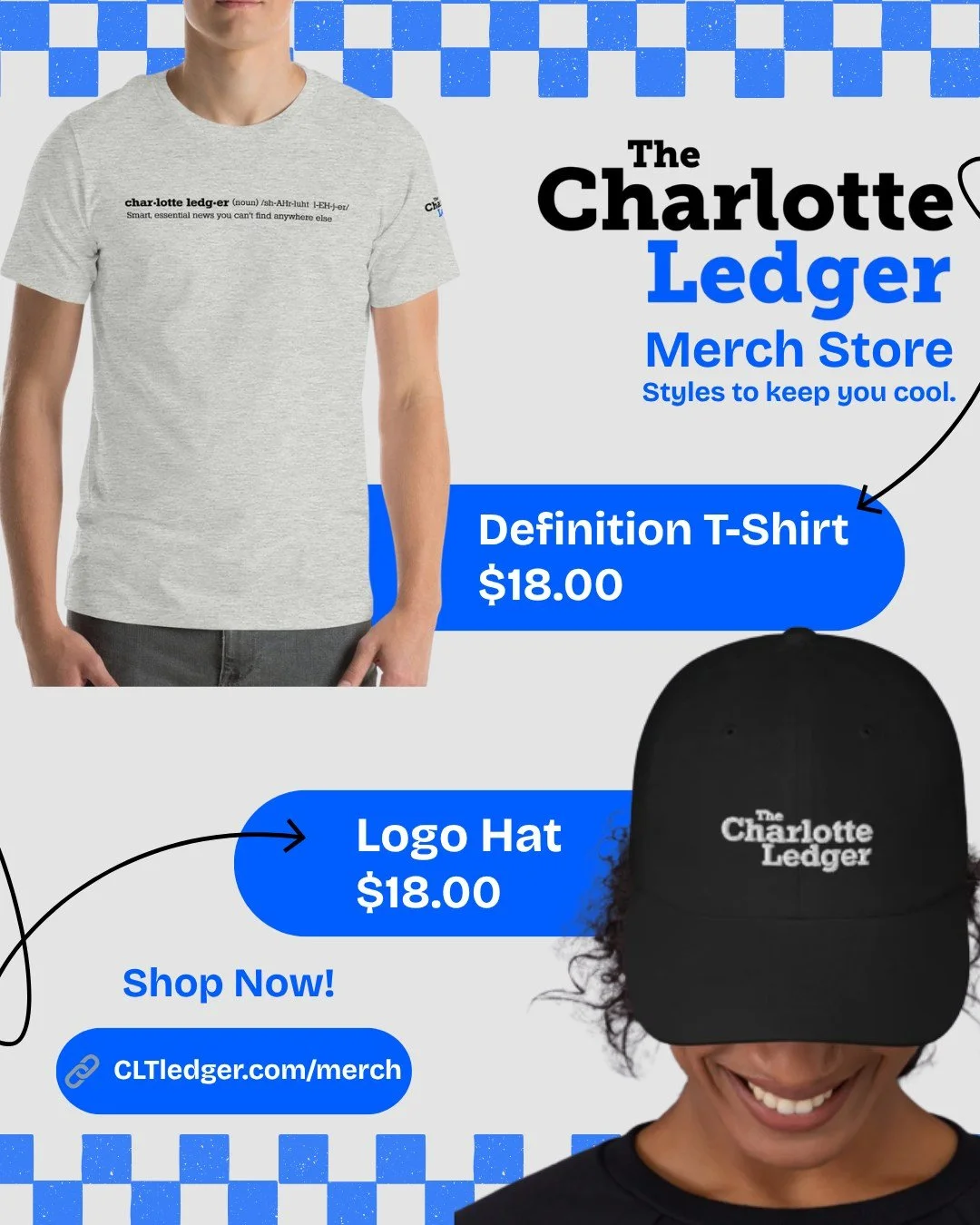 Styles to keep you cool, even when Charlotte&rsquo;s forecast says otherwise. 

Grab our signature The Ledger Definition T-Shirt or a classic Ledger Logo Hat for just $18 each and stay looking sharp all summer long. 

🔗 Tap the link in our bio or go