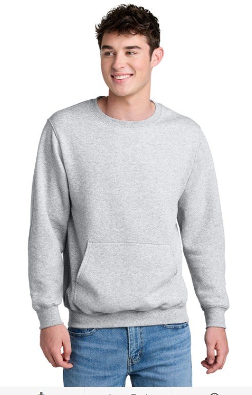 Port & Co Core Fleece Crewneck Pocket Sweatshirt PC78PKT Ash.jpg