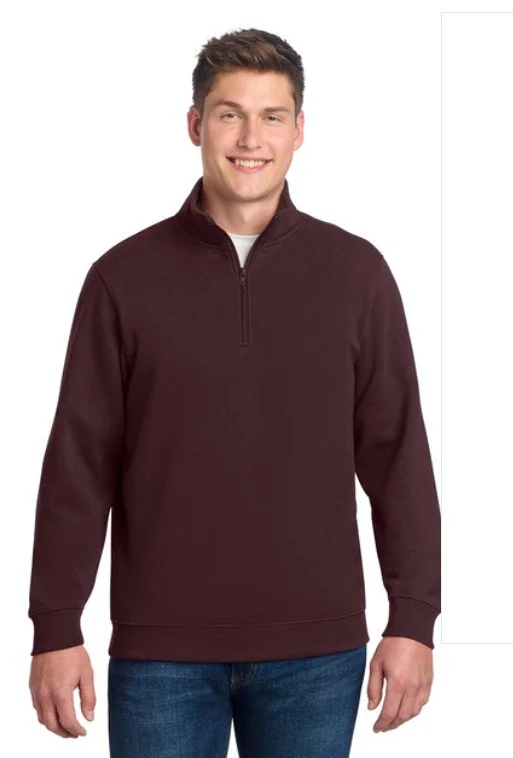 Mens Sport Tek Quarter Zip Sweatshirt Maroon ST253.jpg