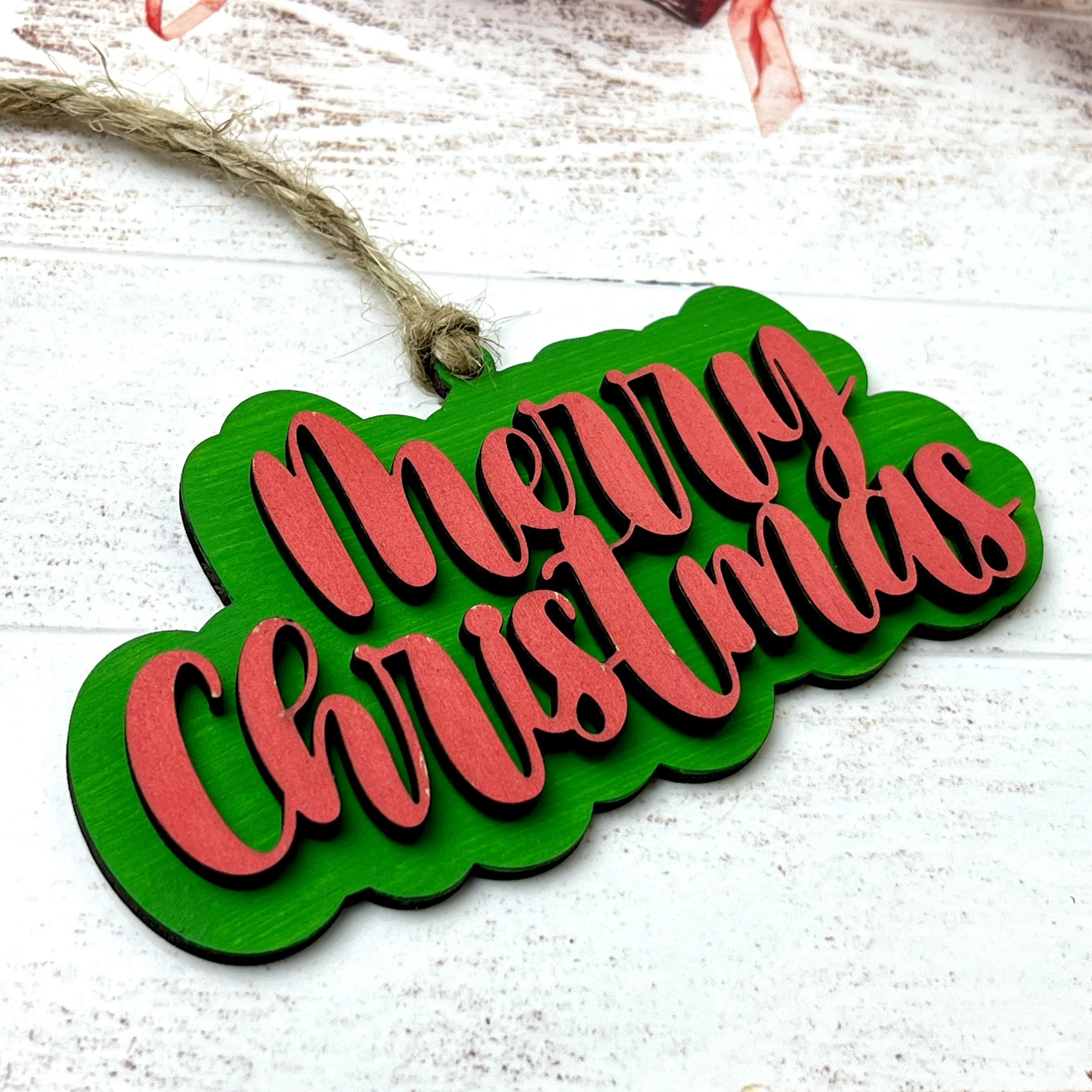 Example of Merry Christmas finished ornament