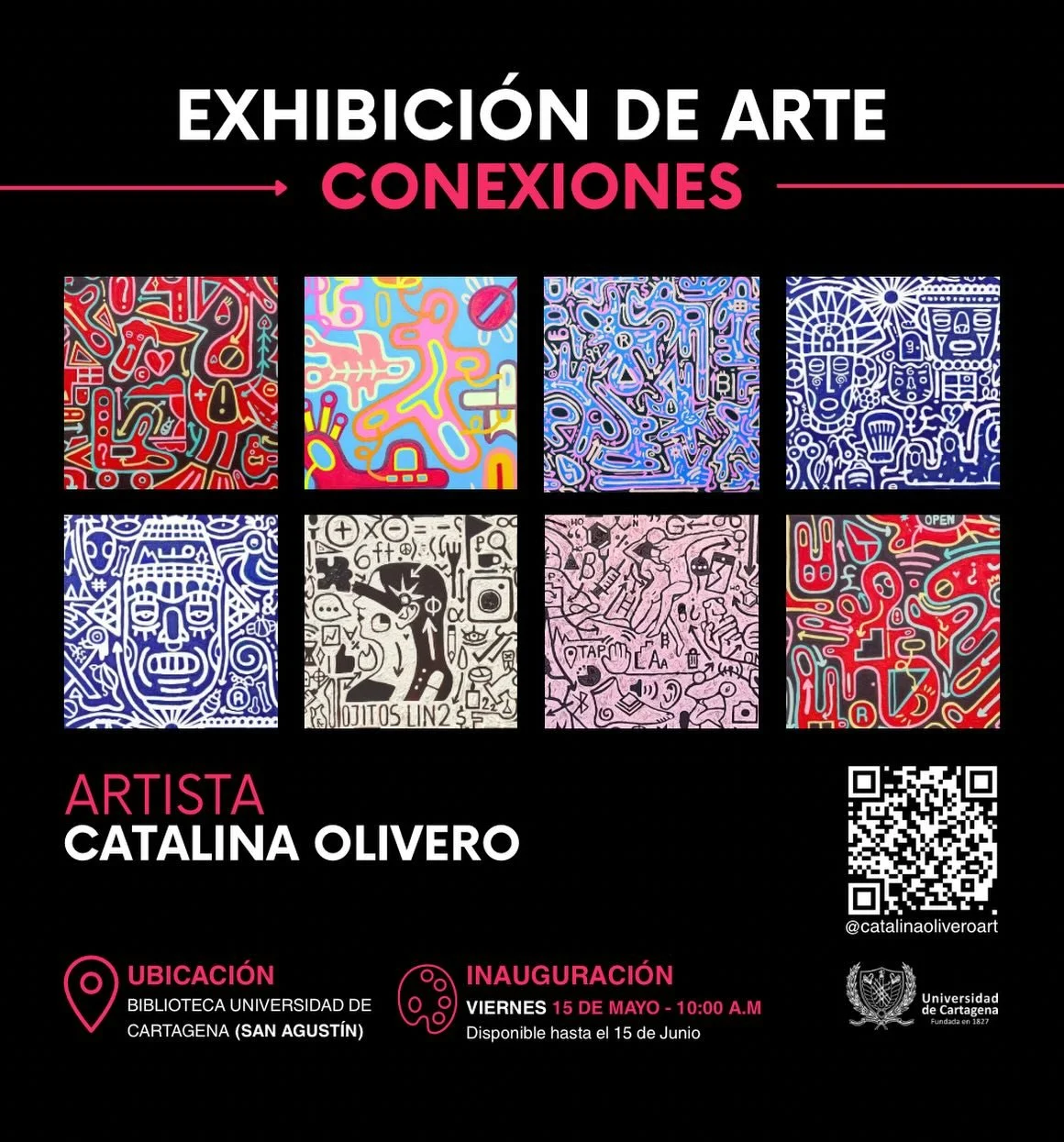 Este viernes daremos apertura a la exposici&oacute;n CONEXIONES en la Universidad de Cartagena. Los espero a las 10:00 A.M. en la sede San Agust&iacute;n para compartir esta nueva serie de obras y dialogar sobre el proceso creativo.

Inauguraci&oacut